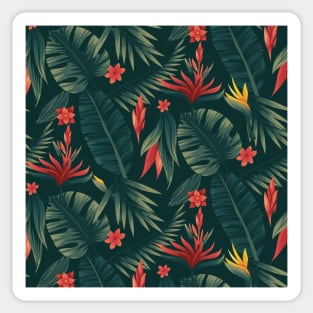 Red wood flower with greenish leaves Sticker